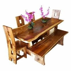 Buy 👏 Outdoor Benches Chic Teak Suar Wood Live Edge Backless Indoor / Outdoor Bench ❤️