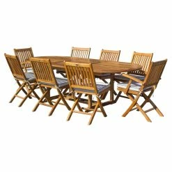Teak Outdoor Furniture Elegant shop 22 Cheap 🥰 Patio Dining Sets Chic Teak Santa Barbara Teak 9 Piece Oval Patio Dining Set ⌛