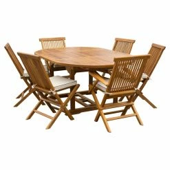 Budget 🥰 Patio Dining Sets Chic Teak Miami Teak 7 Piece Patio Dining Set ⭐