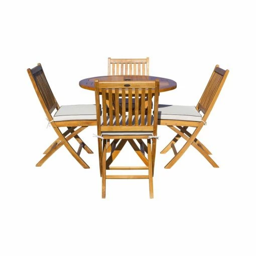 New 🤩 Patio Dining Sets Chic Teak Santa Barbara Teak 5 Piece Patio Dining Set 😍 -Teak Outdoor Furniture Elegant shop masterCHIT448
