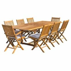 Deals 👏 Patio Dining Sets Seven Seas Teak Santa Monica Teak 9 Piece Rectangle Patio Dining Set 💯
