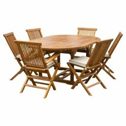 Best Sale 👍 Patio Dining Sets Seven Seas Teak Lauderdale Teak 7 Piece Patio Dining Set 🤩