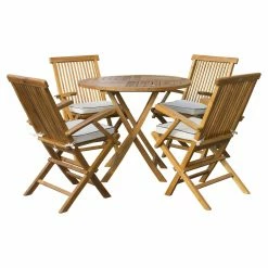 New โญ Patio Dining Sets Seven Seas Teak Long Beach Teak 5 Piece Patio Dining Set ๐