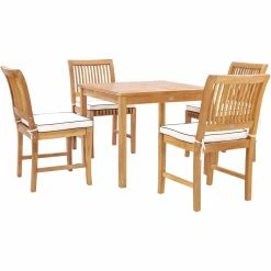 Hot Sale 🧨 Patio Dining Sets Chic Teak Florence 5 Piece Teak Wood Patio Dining Set With Side Chairs ⭐