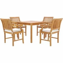 Promo 🌟 Patio Dining Sets Chic Teak Florence 5 Piece Teak Wood Patio Dining Set With Arm Chairs 😍