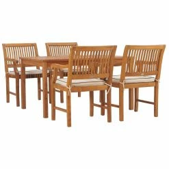 Coupon 🎉 Patio Dining Sets Chic Teak Bermuda 5 Piece Teak Wood Patio Dining Set With Arm Chairs ⌛