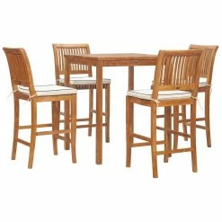 Coupon 🥰 Patio Dining Sets Chic Teak Castle 5 Piece Bar Height Patio Dining Set ✔️
