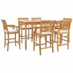Buy ⌛ Patio Dining Sets Chic Teak Castle 7 Piece Bar Height Patio Dining Set With Arm Chairs ❤️