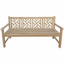 New 🛒 Outdoor Benches Seven Seas Teak Saint Thomas Chippendale Garden Bench - Honey Tone Brown 🔥