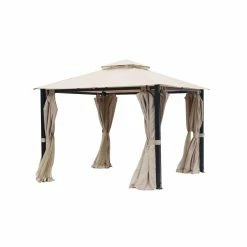 Discount ⌛ Soft-top Cloud Mountain 10 X 10 Vented Gazebo Mosquito Netting And Privacy Panels 👏