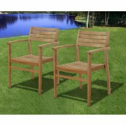 Budget ✨ Patio Dining Chairs Amazonia Coventry Teak Stacking Dining Chairs - Set Of 2 🥰