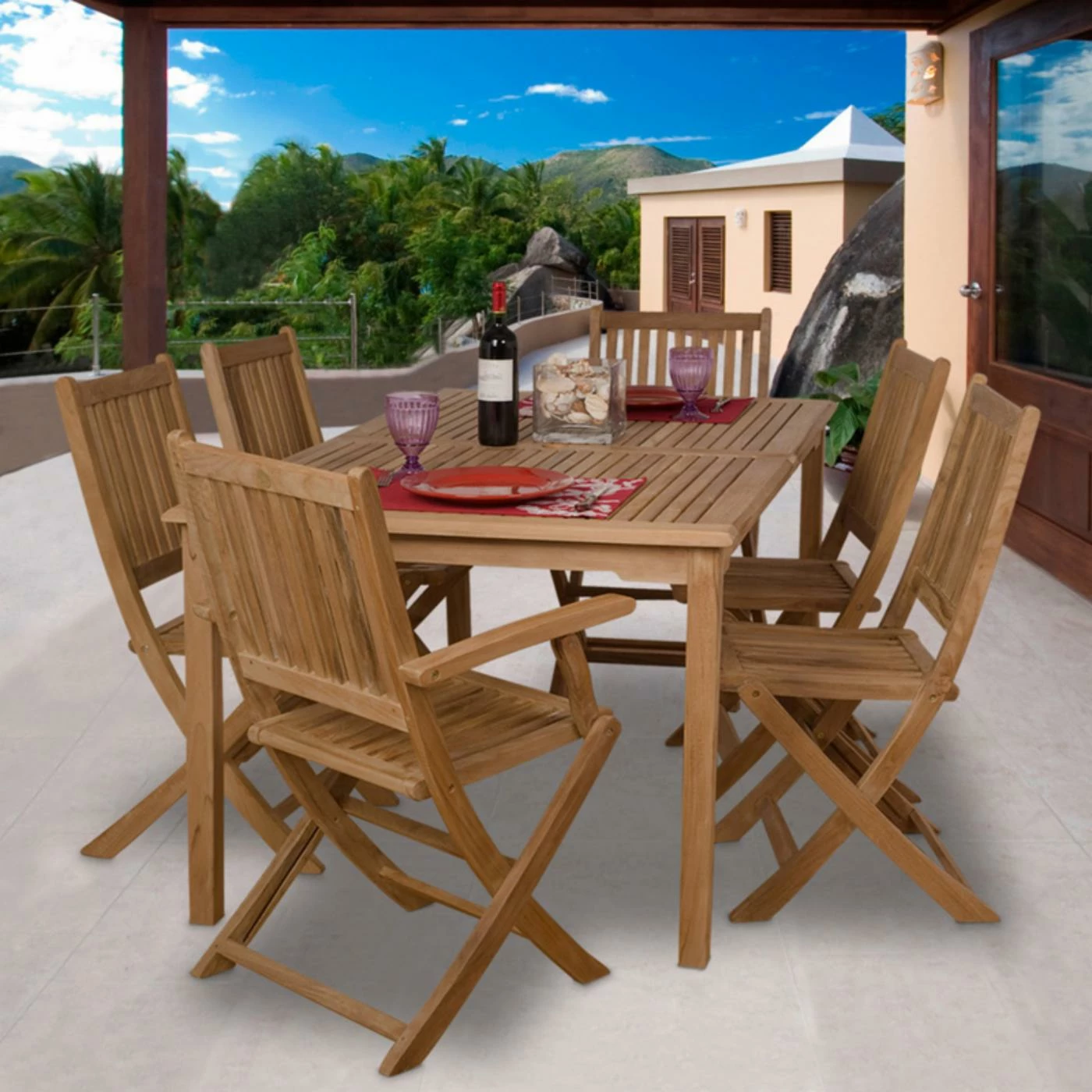 Promo ๐ Patio Dining Sets Amazonia Rotterdam Teak Dining Set - Seats 6 ๐ 3 Promo ๐ Patio Dining Sets Amazonia Rotterdam Teak Dining Set - Seats 6 ๐