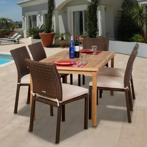 Best Sale ✨ Patio Dining Sets Amazonia Luxemburg Teak And All Weather Wicker Dining Set - Seats 6 🧨 5 Best Sale ✨ Patio Dining Sets Amazonia Luxemburg Teak And All Weather Wicker Dining Set - Seats 6 🧨 -Teak Outdoor Furniture Elegant shop masterIHM072