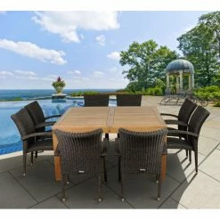 Brand new 🤩 Patio Dining Sets Amazonia Glenwood 9 Piece Teak/Wicker Square Patio Dining Set 🥰