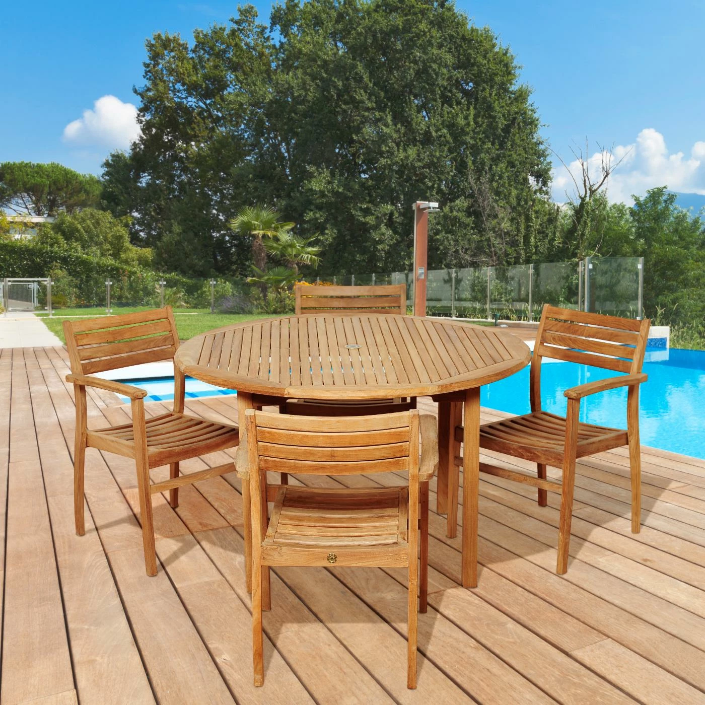 Discount 🤩 Patio Dining Sets Amazonia Gerard Teak 5 Piece Round Patio Dining Set ⌛ 3 Discount 🤩 Patio Dining Sets Amazonia Gerard Teak 5 Piece Round Patio Dining Set ⌛