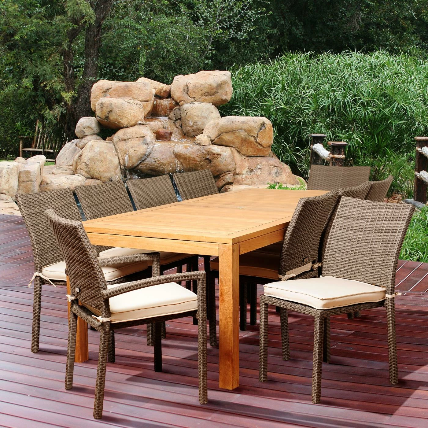 Cheap 👍 Patio Dining Sets Amazonia Virginia Beach Teak 11 Piece Rectangular Patio Dining Set ❤️ 3 Cheap 👍 Patio Dining Sets Amazonia Virginia Beach Teak 11 Piece Rectangular Patio Dining Set ❤️