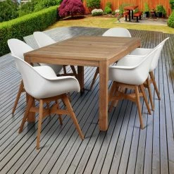 Best Sale 👏 Patio Dining Sets Amazonia Valli Deluxe 7 Piece Patio Dining Set With Teak Table 😉