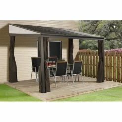 Best Pirce ⌛ Soft-top SOJAG INC Portland Mural Sun Shelter Outdoor Gazebo With Net And Curtains ⌛