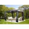 Deals 🛒 Hardtop SOJAG INC Meridien Hard Top Sunshelter Outdoor Gazebo With Side Netting 👏 -Teak Outdoor Furniture Elegant shop masterSOJA004