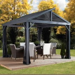 Teak Outdoor Furniture Elegant shop 34 Buy 🥰 Hardtop SOJAG INC Sanibel II 8 X 8 Ft. Gazebo With Insect Netting ⌛