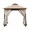 Best reviews of 😍 Soft-top Sunjoy 9.5 X 9.5 Ft. 2-tone Fabric Topped Steel Gazebo 🎉 -Teak Outdoor Furniture Elegant shop masterSUNR1169