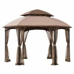 Deals 💯 Soft-top Sunjoy Dome 13.5 X 13.5 Ft. 2 Tier Fabric Topped Steel Gazebo 🔥