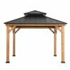 Coupon 🔔 Sunjoy Cedar Framed Gazebo With Steel Hardtop - 11 X 11 Ft. 😉 -Teak Outdoor Furniture Elegant shop masterSUNR1203