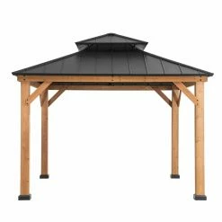 Coupon 🔔 Sunjoy Cedar Framed Gazebo With Steel Hardtop - 11 X 11 Ft. 😉