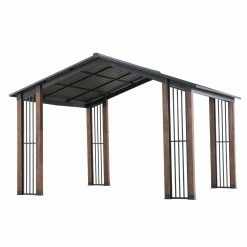 Teak Outdoor Furniture Elegant shop 28 Best reviews of 💯 SummerCove Clint 11 Ft. X 13 Ft. Cedar Framed Gazebo With Steel Hardtop Roof - Black 🎉