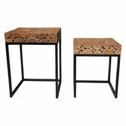 Best deal 🛒 Patio Accent Tables Chic Teak Teak Wood Indoor / Outdoor Nesting Side Tables - Set Of 2 ❤️ -Teak Outdoor Furniture Elegant shop scaleCHIT394