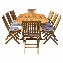 Cheap 🥰 Patio Dining Sets Chic Teak Santa Barbara Teak 9 Piece Oval Patio Dining Set ⌛ -Teak Outdoor Furniture Elegant shop scaleCHIT443 1