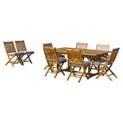 Best Sale 🧨 Patio Dining Sets Chic Teak Santa Barbara Teak 9 Piece Rectangle Patio Dining Set 👍 -Teak Outdoor Furniture Elegant shop scaleCHIT444
