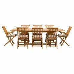 New 🛒 Patio Dining Sets Seven Seas Teak West Palm Teak 9 Piece Rectangle Patio Dining Set 👍 -Teak Outdoor Furniture Elegant shop scaleCHIT468 1