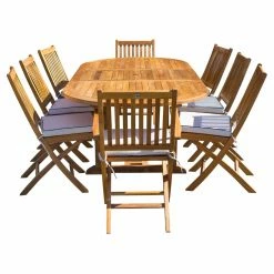 Buy 🧨 Patio Dining Sets Seven Seas Teak Santa Monica Teak 9 Piece Oval Patio Dining Set ❤️ -Teak Outdoor Furniture Elegant shop scaleCHIT469