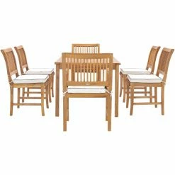 Best Sale 🌟 Patio Dining Sets Chic Teak Bermuda 7 Piece Teak Wood Patio Dining Set With 2 Arm Chairs And 4 Side Chairs ❤️ -Teak Outdoor Furniture Elegant shop scaleCHIT540