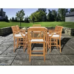 Buy ⌛ Patio Dining Sets Chic Teak Castle 7 Piece Bar Height Patio Dining Set With Arm Chairs ❤️ -Teak Outdoor Furniture Elegant shop scaleCHIT546