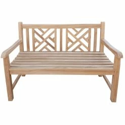 New 🛒 Outdoor Benches Seven Seas Teak Saint Thomas Chippendale Garden Bench - Honey Tone Brown 🔥 -Teak Outdoor Furniture Elegant shop scaleCHIT553