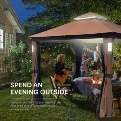 Outlet ✔️ Soft-top Cloud Mountain Luxuriously 10 X 12 Gazebo 💯 -Teak Outdoor Furniture Elegant shop scaleCLOD251