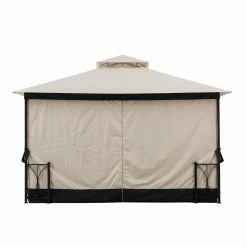 Top 10 👍 Soft-top Sunjoy Hip 11 X 13 Ft. 2 Tier Fabric Top Steel Gazebo 😍 -Teak Outdoor Furniture Elegant shop scaleSUNR1166