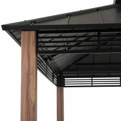 Best deal ✨ SummerCove Roberts 13 X 15 Ft. 2 Tier Hardtop Gazebo ⌛ -Teak Outdoor Furniture Elegant shop scaleSUNR1171